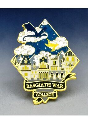 Basgiath War College Large Enamel Pin with Dragon & Castle Details Gold-Plated